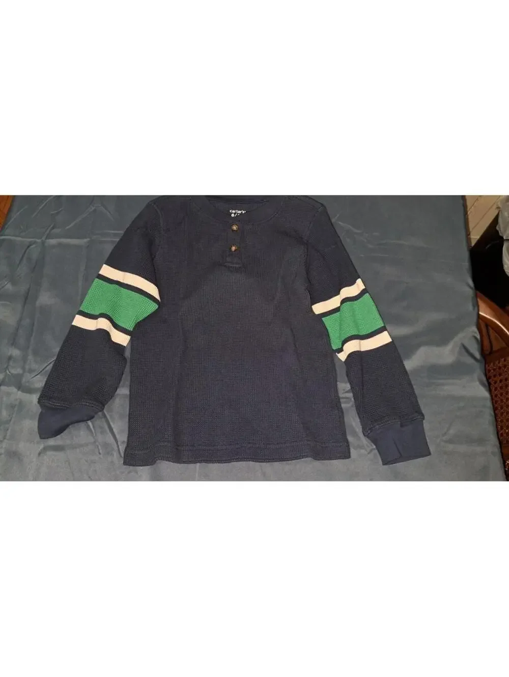 Carters: Boys Size 6/6A Navy/Green‎ Long Sleeve Thermal Shirt